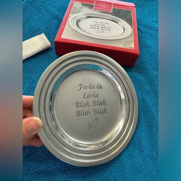 Lenox "Fa La La La La Blah Blah Blah" Silver Tray - Picture 2 of 7